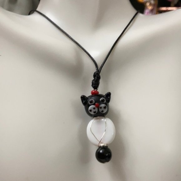 Kitty 🐈⬛ Crystal Murano Wire button choker - Picture 10 of 12